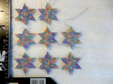 8 STERNE gehäkelt Baumwolle Regenbogen NEU Handarbeit Weihnachten Manuela Garn