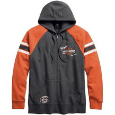Harley Davidson Sweatshirt Genuine Oil Can grau/orange Zip Hoodie Kapuze