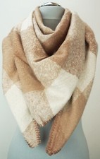 XXL Karo Dreieckstuch Winter Schal Halstuch Strick weich 20% Wolle  190x80 2287