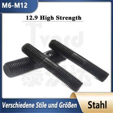 12.9 Hohe Festigkeit Schwarz Doppelgewindebolzen Stiftschraube Stehbolzen DIN835