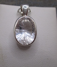 Kettenanhänger Bergkristall oval  Schliff 925 Sterlingsilber Stein 15 x 10 mm A