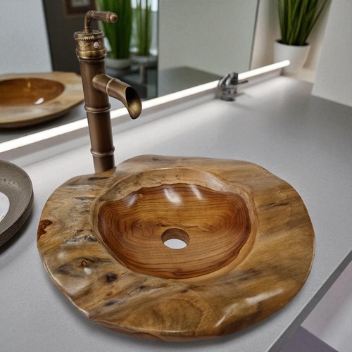 Wurzelholz waschbecken teak - waschbecken,