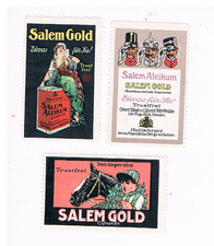 3 Reklamemarken  Tabak und Cigaretten Fabrik Dresden SALEM ALEIKUM  & SALEM GOLD
