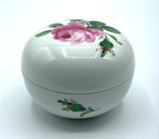 Antik Meissen Porzellan Deckeldose rote Rose Wildrose Bonboniere Ø 9 cm