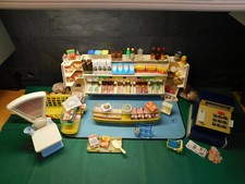 Nostalgie-Tisch-Kaufmannsladen 1960er, Geobra-Kasse u. -Waage, viel Zubehör!