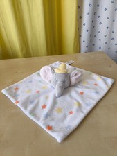 Primark Baby Dumbo Elefant Disney Kuscheltuch weiss bunte Sterne Schmusetuch