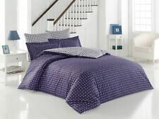 5tlg. Bettwäsche Wende Bettgarnitur Baumwolle 200x200 200x220 220x240 cm Blau