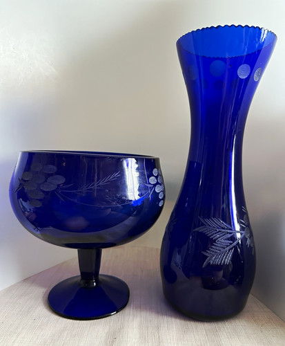 Vase schale set kobaltblau - vase,