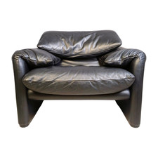 Cassina Maralunga Sessel Vintage Vico Magistretti Leder schwarz