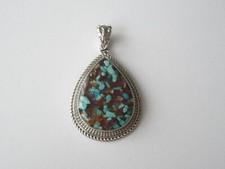 Anhänger Edelstahl Steel Tropfen Farbstein Mosaik 8,1 g/4,2 x 2,4 cm