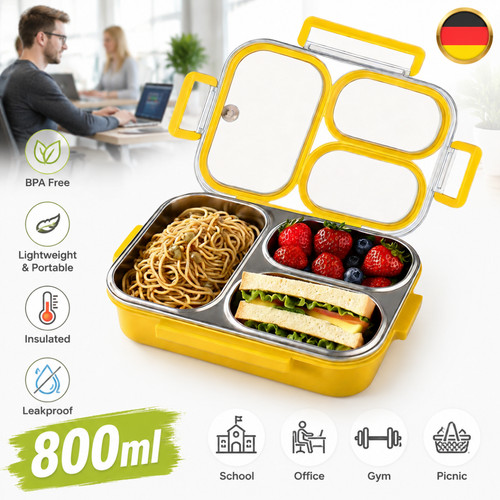 Bento lunchbox edelstahl 800ml - lunchbox,