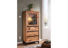 Vitrine Wildeiche Vitrinenschrank klein Highboard  65x148  Wuchsrisse Soft-Close