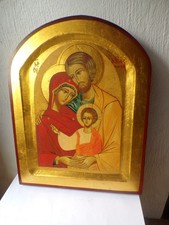 Orthodoxe Ikone aus Holz handbemalt Heilige Familie