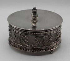 S-1292 Wunderschöne Dose versilbert mit Glaseinsatz und Deckel im Geschenkkarto
