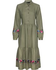 REITMAYER Leinenkleid mit Blumenstickerei midi Blusenkleider|Midikleider