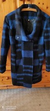 Peckott Karstadt Damen Mantel Gr 38 Wolle kariert blauschwarz NP89€ wie neu