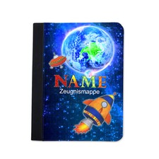 Zeugnismappe Junge Rakete personalisiert mit Name Urkundenmappe Dokumente A4+