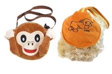 2er Set Plüschtasche Kinder Emoticon MOGee Äffchen rund Ø23 cm & Bobbl Schaf NEU