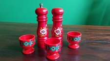 70er jahre EMSA Eierbecher Rot + Salz und Pfefferstreuer Vintage