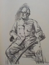 MAX LIEBERMANN - Kürassier-Oberst. Lithographie 1915, Schiefler 183 / der Kaiser