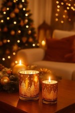 2 STK Windlichter Tannenbäume