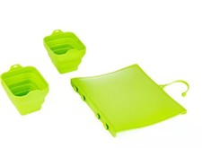 COOK'S ESSENTIALS 2er-Set Schüsseln & Schneidebrett faltbar rollbar Silikon Grün