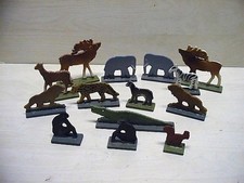 Flachfiguren Tiere Zoo Holz DDR Spielzeug 14 Stück