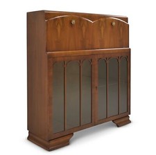 ANTIK! Art Deco Barschrank restauriert Nussbaum um 1930 Vitrinenschrank