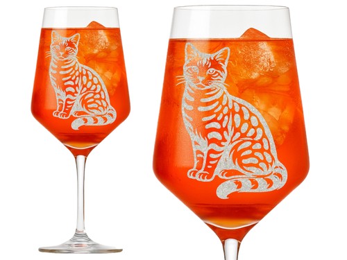Weinglas bengal katze - 1x,