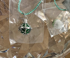 NEU Engelsrufer Gr. L Silber Anhänger ER-04-L   +  3 x Klangkugel  CRYSTAL GRÜN 