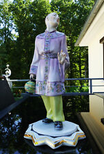 Art Deco Porzellan Figur Royal Dux "Chinese mit Lampion" Elly Strobach-Königova