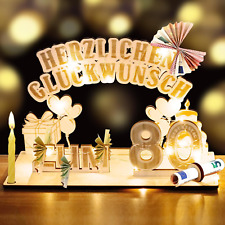 80. Geburtstag Frau Mann, Geldgeschenke Holz Mit LED Lichterkette, Geschenk Zum 