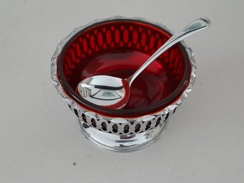 Vintage rubinrote glasschale - vintage,