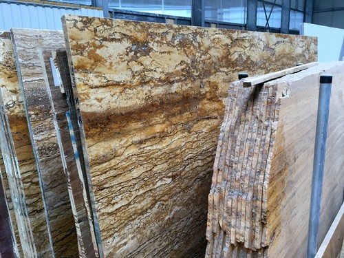 Travertin walnut tischplatte - travertin,