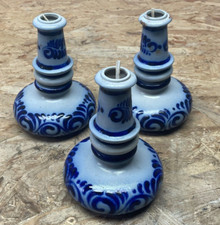 3x Lampenschirm Lampe Keramik Steinzeug Steingut grau-blau, Höhe 18 cm dekorativ