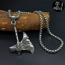 Anhänger Axt Wikinger Vegvisir Kompass Halskette Schmuck Thors Hammer Beil NEU