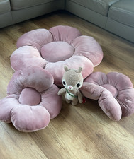 3er Set Bodenkissen Westwing Blume Baby XXL Deko Kissen Rosa Samt waschbar Neu