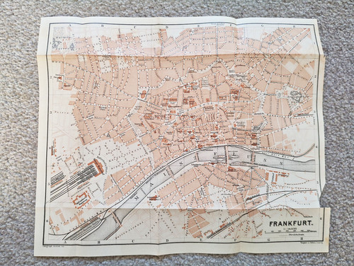 Antike karte von frankfurt - antike,