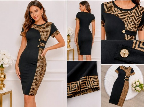 Damen etuikleid schwarz gold - damen,
