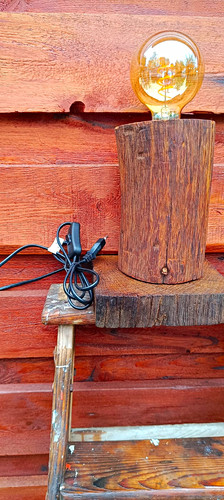 Rustikale holzblock tischlampe - rustikale,
