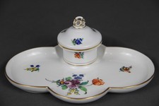 Nymphenburg Porzellan Schreibset Tintenzeug schlichtes Blumendekor Gold Nr. 844