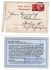 Türkei 1898 MITLÄUFER-KARTENBRIEF MK4 mit Zusatzfrankatur BEDARF BPP (DA1683