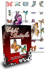 Colourful Butterflies -Tattoo Vorlagen - Farbige Schmetterlinge -Master Reseller
