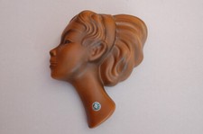 AK Achental Keramik Wandmaske Frauengesicht Goldbraun -- sehr guter Zustand --