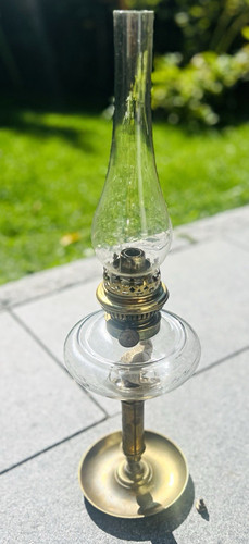öllampe glas messing - Öllampe, glas/messing