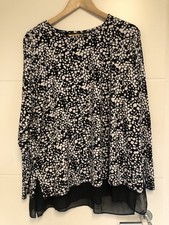 Bluse schwarz weiß doppellagig Punkte Gr. XL Laura Torelli