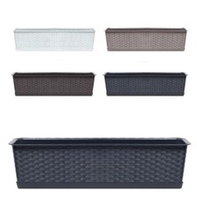 Blumenkasten Balkonkasten Blumentopf Rattan Optik Metallaufhängung 58cm-88cm NEU