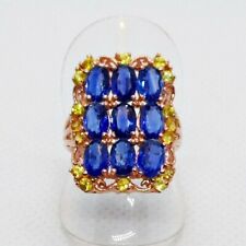 Oval Kyanit Saphir Ring 925 Silber 585 Roségold vergoldet 17,5 mm 55