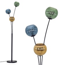 HOFSTEIN Cesaro Stehlampe aus Metall/Riffelglas in Schwarz/Grün/Blau/Goldfarben