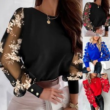 Damen Mesh Langarm T-Shirt